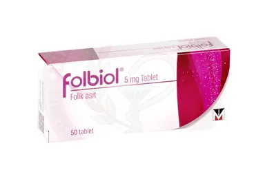 Vitamin b9 -folik asit içeren tablet: FOLBIOL 5 MG 50 TABLET ambalajı. Üretici: MENARİNİ SAĞLIK VE İLAÇ SANAYİ TİCARET ANONİM ŞİRKETİ.
