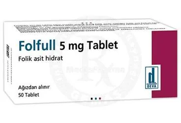 FOLFULL 5 MG TABLET (50 TABLET) ambalajı, tablet formunda vitamin b9 -folik asit içerir. Üretici: DEVA HOLDİNG ANONİM ŞİRKETİ.