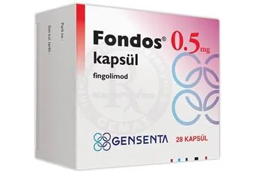 FONDOS 0,5MG 28 KAPSUL kutu fotoğrafı, kapsül formunda fingolimod içerir. Üretici: GENSENTA İLAÇ SANAYİ VE TİCARET ANONİM ŞİRKETİ.