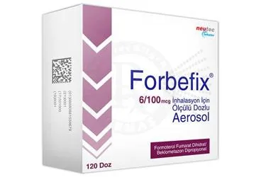 FORBEFIX 6/100 MCG INHALASYON COZELTISI (beklometazon dipropiyonat + formoterol fumarat) kutusu, inhalasyon aerosolü. Üretici: NEUTEC İNHALER İLAÇ SANAYİ VE TİCARET ANONİM ŞİRKETİ.