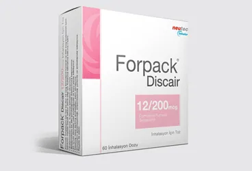 FORPACK 12/200 MCG DISCAIR INHALASYON ICIN TOZ (60 DOZ) (formoterol + budesonid) ambalajı, inhalasyon aerosolü. Üretici: NEUTEC İNHALER İLAÇ SANAYİ VE TİCARET ANONİM ŞİRKETİ.