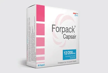 Formoterol + budesonid içeren inhalasyon aerosolü: FORPACK 12/200 MCG CAPSAIR INHALASYON ICIN TOZ ICEREN 60 KAPSUL kutu fotoğrafı. Üretici: NEUTEC İNHALER İLAÇ SANAYİ VE TİCARET ANONİM ŞİRKETİ.