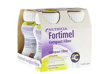 Protein+karbonhidrat+yag+vit+mineral içeren FORTIMEL COMPACT FIBRE VANILYA AROMALI 4X125 ML ürün ambalajı. Üretici: NUMIL GIDA ÜRÜNLERİ SANAYİ VE TİCARET A.Ş.