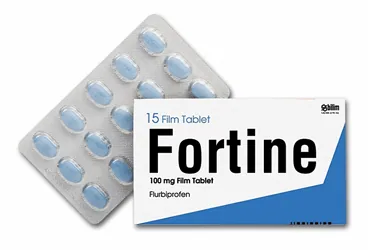 FORTINE 100 MG 15 FİLM TABLET ambalajı. Flurbiprofen içeren film kaplı tablet. Üretici: BİLİM İLAÇ SANAYİİ VE TİCARET A.Ş.