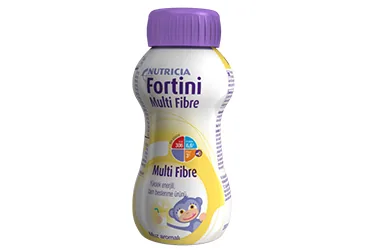 Beslenme solusyonu içeren FORTINI MULTI FIBRE MUZ AROMALI 200 ML kutusu. Üretici: NUMIL GIDA ÜRÜNLERİ SANAYİ VE TİCARET A.Ş.