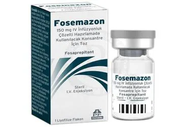 FOSEMAZON 150 MG I.V. INFUZYONLUK COZELTI HAZIRLAMADA KULLANILACAK KONSANTRE ICIN TOZ kutu fotoğrafı, çözelti formunda aprepitant içerir. Üretici: POLİFARMA İLAÇ SAN. VE TİC. A.Ş.