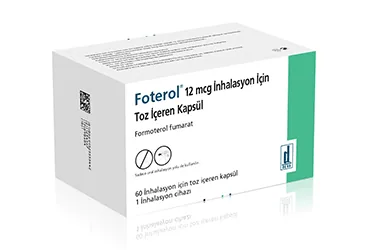 FOTEROL 12 MCG INHALASYON ICIN TOZ ICEREN 60 KAPSUL ürün ambalajı, inhalasyon aerosolü formunda formoterol fumarat içerir. Üretici: DEVA HOLDİNG ANONİM ŞİRKETİ.