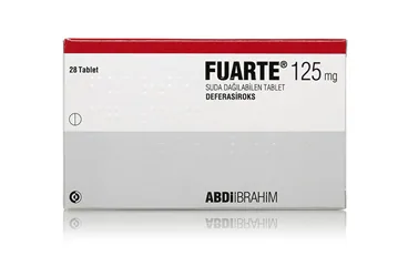 FUARTE 125 MG SUDA DAGILABILEN 28 TABLET ambalajı, tablet formunda deferasiroks içerir. Üretici: ABDİ İBRAHİM İLAÇ SANAYİ VE TİCARET A.Ş.