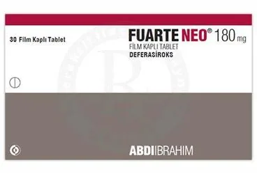 FUARTE NEO 180 MG FILM KAPLI TABLET (30 FILM KAPLI TABLET) (deferasiroks) ambalajı, film kaplı tablet. Üretici: ABDİ İBRAHİM İLAÇ SANAYİ VE TİCARET A.Ş.
