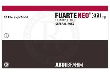 FUARTE NEO 360 MG FILM KAPLI TABLET (30 FILM KAPLI TABLET) kutu fotoğrafı. Deferasiroks içeren film kaplı tablet. Üretici: ABDİ İBRAHİM İLAÇ SANAYİ VE TİCARET A.Ş.