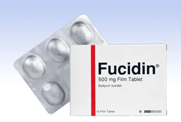 FUCIDIN 500 MG 15 FILM TABLET (fusidik asit) kutusu, film kaplı tablet. Üretici: ABDİ İBRAHİM İLAÇ SANAYİ VE TİCARET A.Ş.