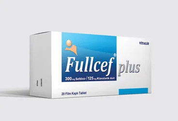 FULLCEF PLUS 300/125 MG 20 FILM KAPLI TABLET (sefdinir + klavulanik asid) kutu fotoğrafı, film kaplı tablet. Üretici: CELTİS İLAÇ SANAYİ VE TİCARET ANONİM ŞİRKETİ.