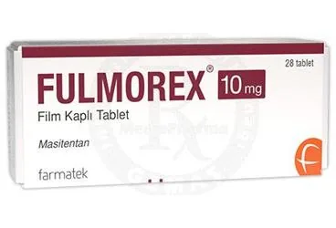 FULMOREX 10 MG FILM KAPLI TABLET (28 TABLET) ürün ambalajı. Masitentan içeren film kaplı tablet. Üretici: FARMA-TEK İLAÇ SANAYİ VE TİCARET A.Ş.