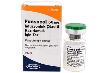 Kaspofungin asetat içeren çözelti: FUNSOCOL 50 MG INFUZYONLUK COZELTI HAZIRLAMAK ICIN TOZ (1 FLAKON) kutu fotoğrafı. Üretici: HAVER TRAKYA İLAÇ SANAYİ VE TİCARET ANONİM ŞİRKETİ.
