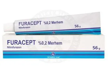 FURACEPT %0,2 MERHEM ürün ambalajı, merhem formunda nitrofurazon içerir. Üretici: İSTANBUL İLAÇ SANAYİ VE TİCARET ANONİM ŞİRKETİ.