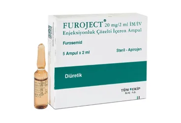 FUROJECT 20MG/2 ML IM/IV ENJ. COZ. ICEREN 5 AMPUL (furosemid) kutusu, ampul. Üretici: TÜM - EKİP İLAÇ A.Ş.
