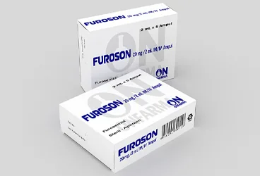 Furosemid içeren ampul: FUROSON 20 MG/2 ML IM/IV AMPUL ,100 AMPUL ambalajı. Üretici: ONFARMA İLAÇ SAN. LTD. ŞTİ.