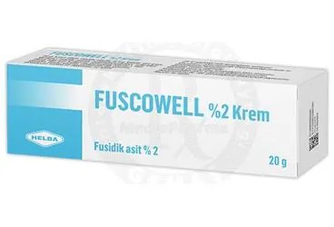 FUSCOWELL %2 KREM (20 GR) ürün ambalajı. Fusidik asit -topikal içeren krem. Üretici: HELBA İLAÇ İÇ VE DIŞ SANAYİ TİCARET ANONİM ŞİRKETİ.