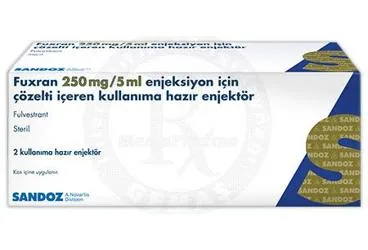 Fulvestrant içeren çözelti: FUXRAN 250 MG /5 ML ENJEKSIYON ICIN COZELTI ICEREN KULLANIMA HAZIR ENJEKTOR (2 ENJEKTOR) kutusu. Üretici: SANDOZ İLAÇ SANAYİ VE TİCARET A.Ş.