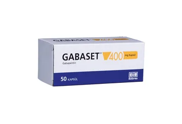 Gabapentin içeren kapsül: GABASET 400 MG 50 KAPSÜL ürün ambalajı. Üretici: BİOFARMA İLAÇ SANAYİ VE TİCARET A.Ş.