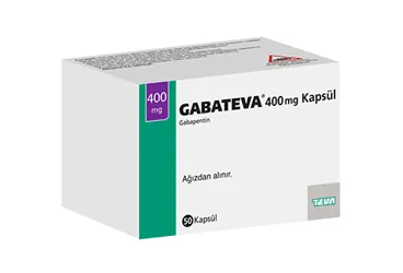 Gabapentin içeren kapsül: GABATEVA 400 MG 50 KAPSUL kutu fotoğrafı. Üretici: TEVA İLAÇLARI SANAYİ VE TİCARET A.Ş.