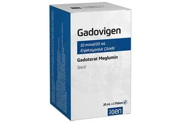 GADOVIGEN 10 MMOL/20 ML ENJEKSIYONLUK COZELTI (1 ADET) (gadobutrol) kutusu, çözelti. Üretici: GEN İLAÇ VE SAĞLIK ÜRÜNLERİ SAN.VE TİC. A.Ş.
