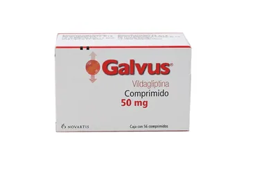 Vildagliptin içeren tablet: GALVUS 50 MG 56 TABLET kutu fotoğrafı. Üretici: NOVARTİS SAĞLIK GIDA VE TARIM ÜRÜNLERİ SANAYİ VE TİCARET ANONİM ŞİRKETİ.