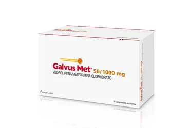 GALVUS MET 50/1000 MG 60 TABLET ürün ambalajı. Metformin + vildagliptin içeren tablet. Üretici: NOVARTİS SAĞLIK GIDA VE TARIM ÜRÜNLERİ SANAYİ VE TİCARET ANONİM ŞİRKETİ.