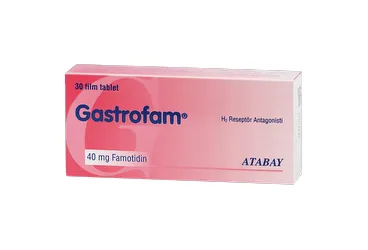 GASTROFAM 40 MG 30 TABLET (famotidin) ambalajı, tablet. Üretici: ATABAY İLAÇ FABRİKASI A.Ş.