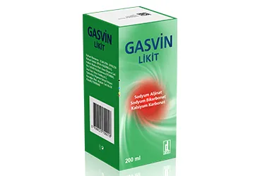 GASVIN 500 MG + 267 MG + 160 MG/10 ML SUSPANSIYON (200 ML) ürün ambalajı. Antiasit kombinasyonlar içeren süspansiyon. Üretici: DEVA HOLDİNG ANONİM ŞİRKETİ.