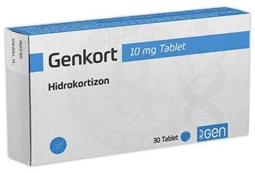 GENKORT 10 MG TABLET (30 TABLET) (hidrokortizon) ürün ambalajı, tablet. Üretici: GEN İLAÇ VE SAĞLIK ÜRÜNLERİ SAN.VE TİC. A.Ş.