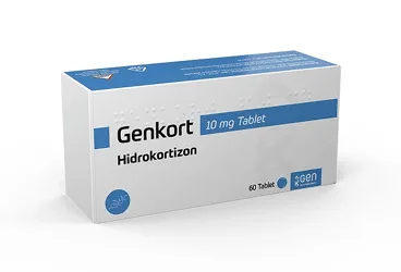 GENKORT 10 MG TABLET (60 TABLET) (hidrokortizon) ürün ambalajı, tablet. Üretici: GEN İLAÇ VE SAĞLIK ÜRÜNLERİ SAN.VE TİC. A.Ş.