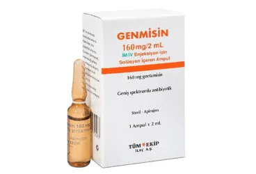GENMISIN 160 MG/2 ML IM/IV ENJEKSİYONLUK ÇÖZELTİ, 50 ADET kutusu. Gentamisin sülfat içeren çözelti. Üretici: TÜM-EKİP İLAÇ A.Ş.