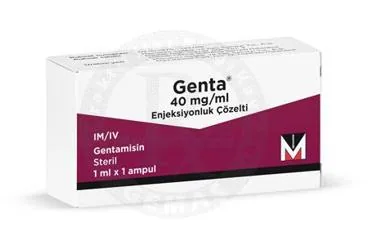 GENTA 40 MG/ML ENJEKSIYONLUK COZELTI kutu fotoğrafı, çözelti formunda gentamisin içerir. Üretici: MENARİNİ SAĞLIK VE İLAÇ SANAYİ TİCARET ANONİM ŞİRKETİ.