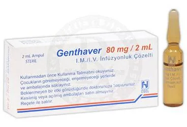 GENTHAVER 80 MG 1 AMPUL kutu fotoğrafı. Gentamisin içeren ampul. Üretici: OSEL İLAÇ SANAYİ VE TİCARET ANONİM ŞİRKETİ.
