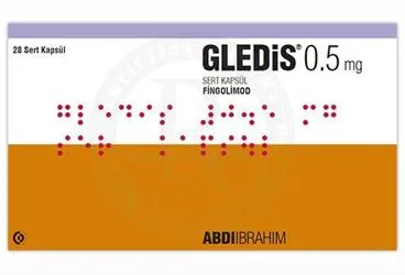 GLEDIS 0,5 MG SERT KAPSUL (28 KAPSUL) (fingolimod) ürün ambalajı, kapsül. Üretici: ABDİ İBRAHİM İLAÇ SANAYİ VE TİCARET A.Ş.