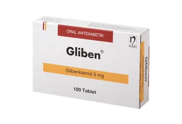 GLIBEN 5 MG 100 TABLET ambalajı, tablet formunda glibenklamid içerir. Üretici: NOBEL İLAÇ SAN. VE TİC. A.Ş.