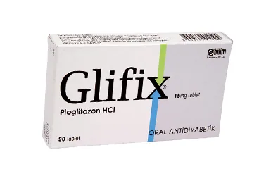 GLIFIX 15 MG 28 TABLET ambalajı, tablet formunda pioglitazon içerir. Üretici: BİLİM İLAÇ SANAYİİ VE TİCARET A.Ş.