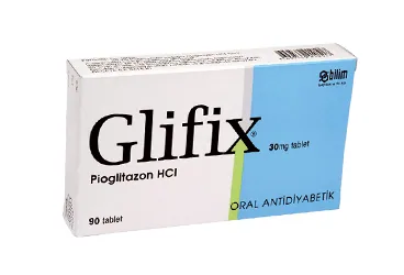 Pioglitazon içeren tablet: GLIFIX 30 MG 28 TABLET ambalajı. Üretici: BİLİM İLAÇ SANAYİİ VE TİCARET A.Ş.