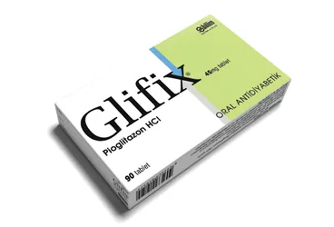 GLIFIX 45 MG 90 TABLET kutu fotoğrafı, tablet formunda pioglitazon içerir. Üretici: BİLİM İLAÇ SANAYİİ VE TİCARET A.Ş.