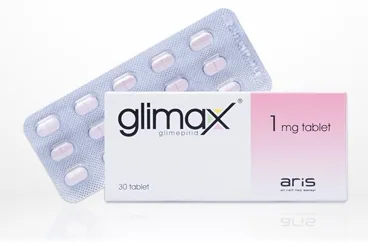 GLIMAX 1 MG 30 TABLET ürün ambalajı. Glimepirid içeren tablet. Üretici: ALİ RAİF İLAÇ SANAYİ A.Ş.