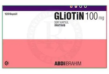 GLIOTIN 100 MG SERT KAPSUL (120 KAPSUL) (imatinib) ambalajı, kapsül. Üretici: ABDİ İBRAHİM İLAÇ SANAYİ VE TİCARET A.Ş.