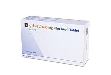 GLIVEC 400 MG 30 FILM KAPLI TABLET (imatinib) ambalajı, film kaplı tablet. Üretici: NOVARTİS SAĞLIK GIDA VE TARIM ÜRÜNLERİ SANAYİ VE TİCARET ANONİM ŞİRKETİ.