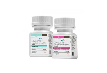 GLYXAMBI 10/ 5 MG FILM KAPLI TABLET kutusu. Linagliptin + empagliflozin içeren film kaplı tablet. Üretici: BOEHRİNGER INGELHEİM İLAÇ TİCARET A.Ş.