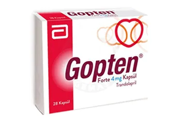 Trandolapril içeren kapsül: GOPTEN FORTE 4 MG SERT KAPSUL (28 KAPSUL) kutu fotoğrafı. Üretici: ABBOTT LABORATUARLARI İTHALAT İHRACAT VE TİCARET LİMİTED ŞİRKETİ.
