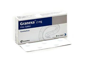 Granisetron içeren film kaplı tablet: GRANEXA 2 MG FILM KAPLI TABLET (5 TABLET) ürün ambalajı. Üretici: EİP ECZACIBAŞI İLAÇ PAZARLAMA A.Ş.