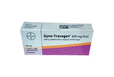 GYNO-TRAVOGEN 600 MG 1 OVÜL kutusu. Izokonazol nitrat -vajinal içeren ovül. Üretici: BAYER TÜRK KİMYA SAN. LTD. ŞTİ.