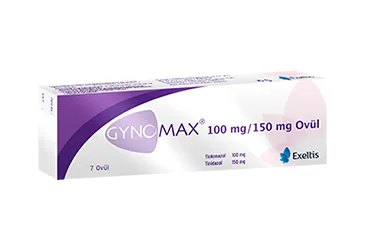 GYNOMAX 100 MG/150 MG 7 VAJINAL OVUL (tiyokonazol -vajinal) kutu fotoğrafı, ovül. Üretici: EXELTİS İLAÇ SANAYİİ VE TİCARET ANONİM ŞİRKETİ.