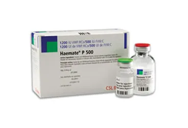 Anti hemofilik faktör 8 içeren enjeksiyonluk ürün: HAEMATE-P 500 IU IV ENJEKSIYON/INFUZYON ICIN TOZ VE COZUCU ürün ambalajı. Üretici: CSL BEHRİNG BİYOTERAPİ İLAÇ DIŞ TİCARET ANONİM ŞİRKETİ.