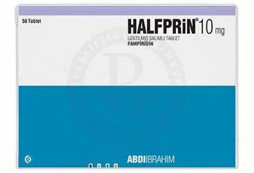 HALFPRIN 10 MG UZATILMIS SALIMLI TABLET (56 TABLET) kutusu. Fampridin içeren tablet. Üretici: ABDİ İBRAHİM İLAÇ SANAYİ VE TİCARET A.Ş.